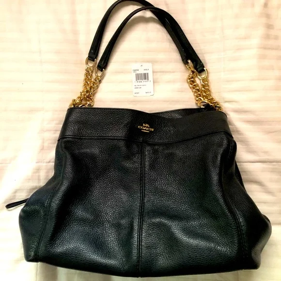 Coach | Bags | Coach Black Leather Bag With Luxury Gold  display picture 1